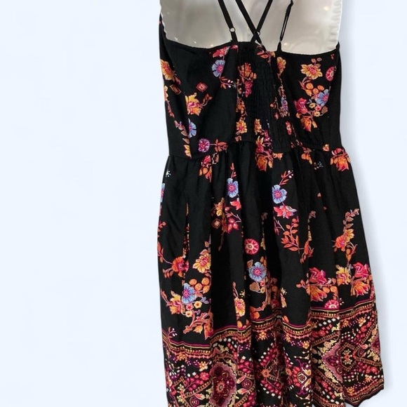 Xhilaration Black Mini Dress with Colorful Floral Embroidery L - Picture 2 of 3